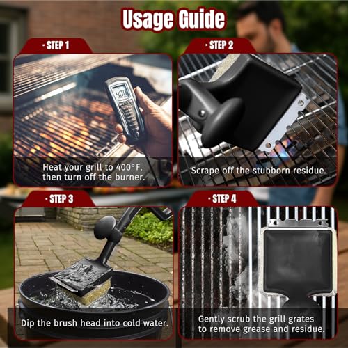 SHINESTAR Grill Brush for Outdoor Grill with 2 Replacement Heads, Black - color: Black Grill Brush & 2 Replacement Heads
