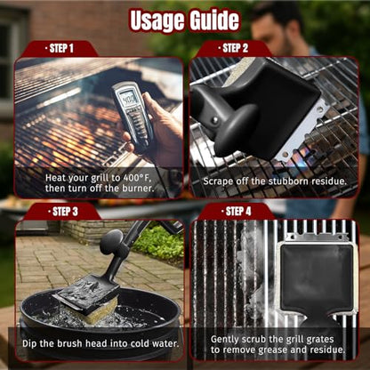 SHINESTAR Grill Brush for Outdoor Grill with 2 Replacement Heads, Black - color: Black Grill Brush & 2 Replacement Heads