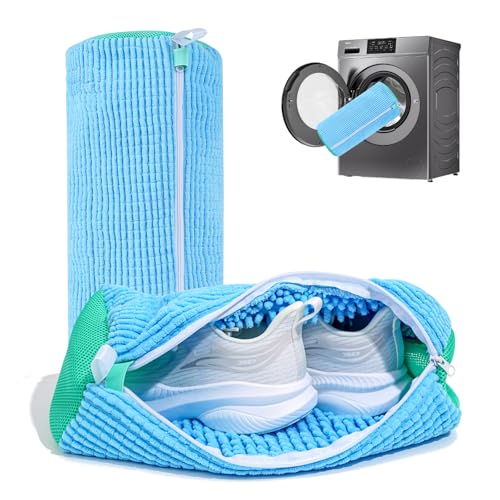 Shoe Washing Machine Bag: Laundry Shoe Bag for Washer and Dryer - 2pc Reusable Shoe Cleaning Bag for Sneaker Tennis Shoes Unstain Cleaner Kit (Blue 2pcs) - color: Blue 2pcs