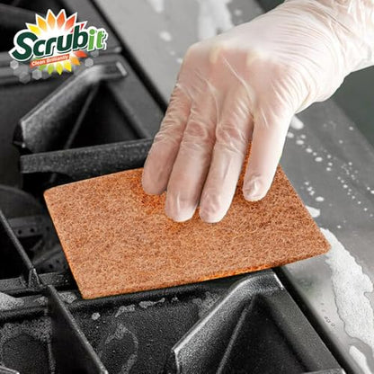 SCRUBIT 100 Pack Natural Scouring Pads - Heavy Duty Scrubbing Pads for Dishes - Non-Scratch - Reusable - Natural, Eco-Friendly, Biodegradable Sisal Brown Sponges for Dishes, Compostable - color: Natural Brown