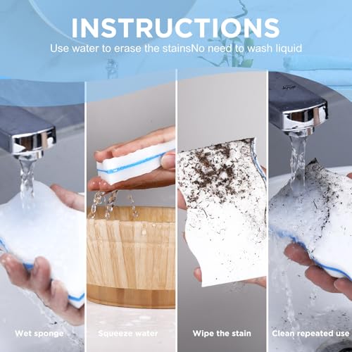 SiliFine Magic Extra Durable Sponge Eraser 3 Layer Density Cleaning Pads in Bulk Thick More Lasting Sponge Eraser for Bathroom Kitchen Floor Bathtub Toilet Cleaner(60 Pcs,White, Blue) - color: Blue and White