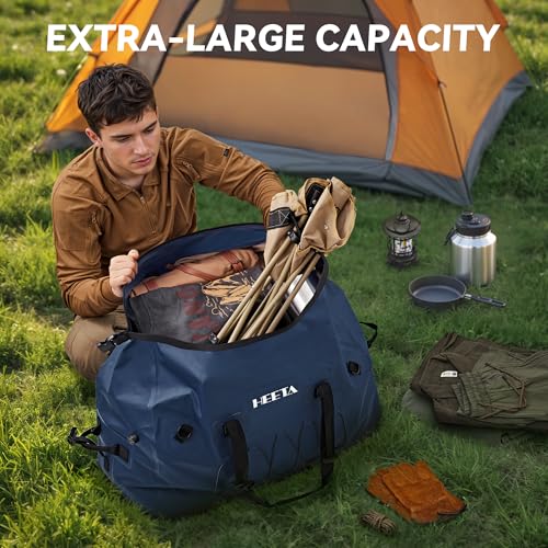 HEETA Waterproof Duffel Bag Travel Motorcycle Dry Bag Backpack 60L/80L/110L - color: Dark Blue, size: 60L