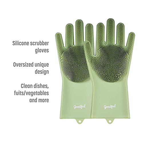 Goodful Silicone Kitchen Rubber Gloves, Oversized, Reusable, Waterproof - color: Sage, size: One Size