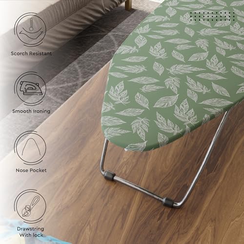 Encasa XO Ironing Board Cover and Pad, Thick Felt 28"x12" - color: Big Leaves Green, size: Mini (28"x12")