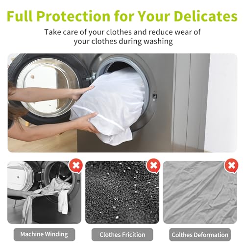 OTraki Ex-Large Mesh Laundry Bag 36x43 Inch Drawstring Laundry Wash Bags 2 Pack Dirty Clothes Net Laundry Bag Heavy Duty Travel Storage Organize Bag Don't Drying, Melting 140-176℉ White - size: 36 x 43 inch
