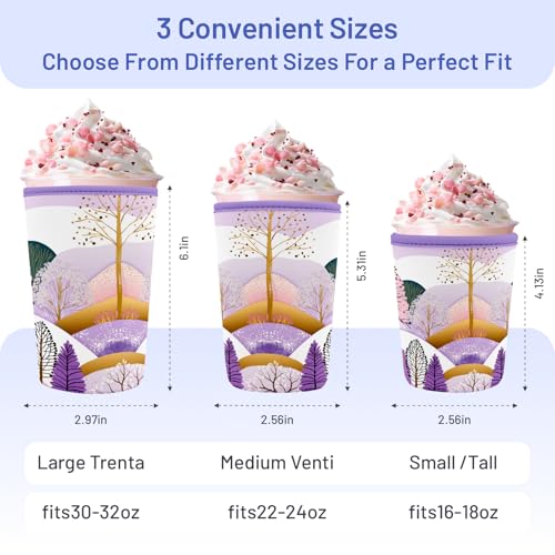 Iced Coffee Sleeve Reusable Neoprene Cup Sleeves, Boho - color: Bohemia