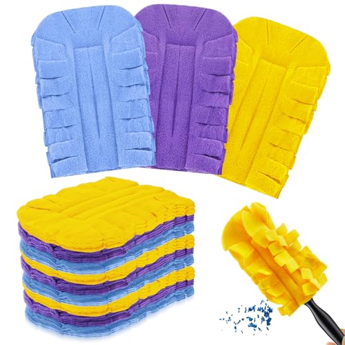 12 Pcs Reusable Duster Refills Washable Pads, Purple, Light Blue, Yellow - color: Purple, Light Blue, Yellow