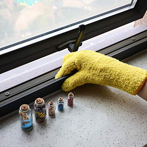 Patelai 2 Pairs Microfiber Gloves for Plants,Yellow, Dark Blue,Large - color: Yellow, Dark Blue, size: Large (2 Pairs)