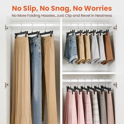 HOUSE DAY Black Pants Hangers with Clips 30 Pack, 12 Inch Skirt Hangers - color: 12"-black, size: 30 Pack