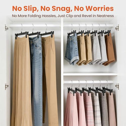 HOUSE DAY Black Pants Hangers with Clips 30 Pack, 12 Inch Skirt Hangers - color: 12"-black, size: 30 Pack