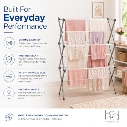 Honey-Can-Do Oversized Clothes Drying Rack, 35" Wide, 50 lb, Grey - color: Grey / White
