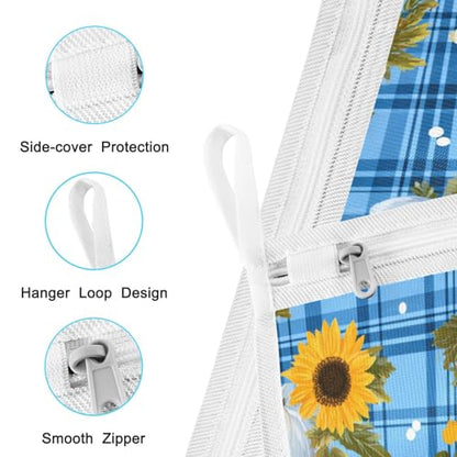Mesh Laundry Bags Lingerie Bags for Washing Delicates 2 PCS Durable Wash Bag with Zipper Small and Medium Washable Blue Plaid Sunflower Pumpkin - color: Blue Plaid Sunflower Pumpkin