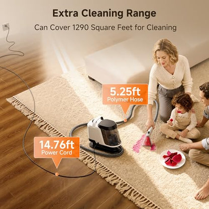Uwant 18Kpa Carpet Cleaner Machine with Pet Pro Cleaner&Tools Set of 1 - color: White-Cappuccino