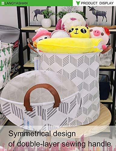 Round Laundry Basket Collapsible Storage Hamper Organizer Gery Wave - color: Gery wave