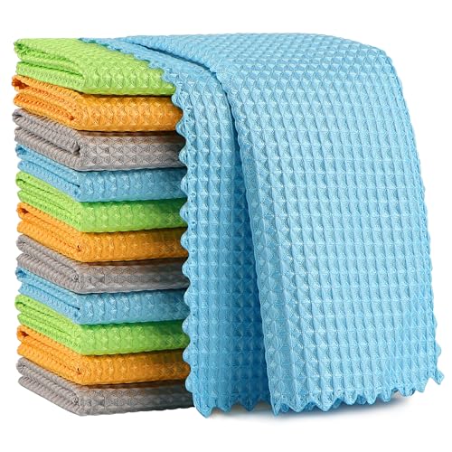 AIDEA Microfiber Glass Cleaning Cloth 12PK, Magic Cleaning Cloth 11×11" - color: Multicolor, size: 11"×11"