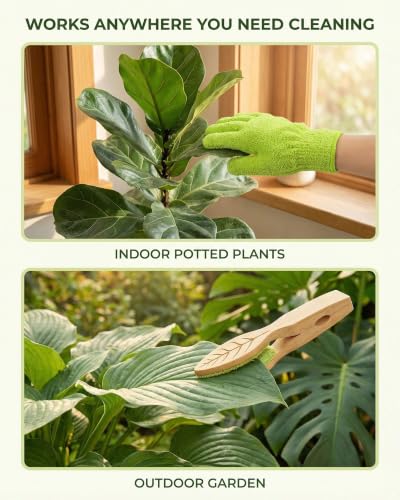 3Pcs Plant Leaf Cleaning Set, Includes 1 Microfiber Cleaning Tongs and 2 High-Density Dusting Gloves, Washable Reusable Houseplant Care Kit for Foliage, Window Blinds & Delicate Home Dusting