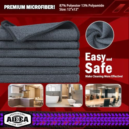 AIDEA Microfiber Cleaning Cloth Grey, 600PK, Microfiber Towels 12×12" - color: Grey, size: 600PK