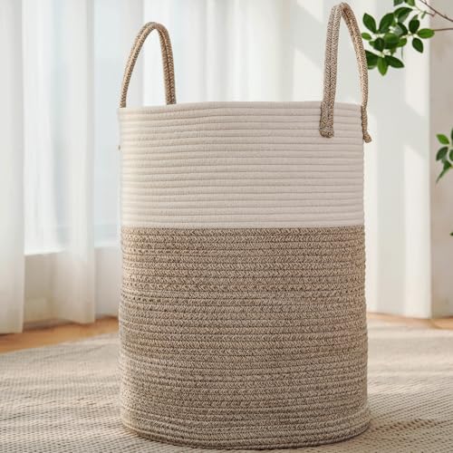 JMvicyroam 100L Cotton Rope Laundry Basket Hamper, Brown - color: Brown, size: 100L