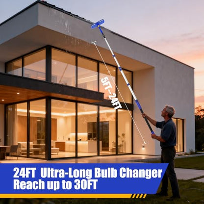 30FT High Ceilings Cobweb Dusters for Cleaning Kit with Extension Pole - color: Blue, size: 24 feet