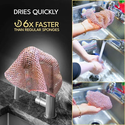 Non-Scratch Dish Scrubbers (24 Pcs) — Outlasts 7+ Sponges, Stays Odor-Free | Replace Smelly Kitchen Sponges | Non-Absorbent Mesh | Safe on Non-Stick, Cast Iron, Glass | Made in Korea Since 2012 - color: Value 12pk (24 Pcs)