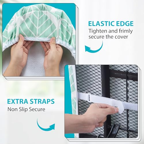 Seiritex Extra Wide Ironing Board Cover with Padding 18 x 54 inch Heat Reflective with Hook and Loop Fasteners, Thick Padding with Elasticized Edges, 3 Layers Iron Board Cover (Green Leaf) - color: Green Leaf, size: 18x54