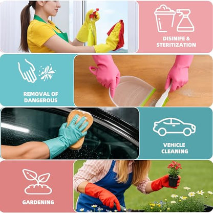 Xgunion Rubber Cleaning Gloves 5 Pairs Non-Slip Reusable (M) - size: Medium