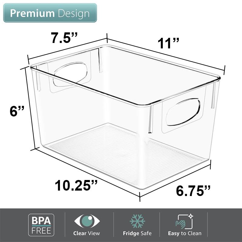 Sorbus Fridge Organizers and Storage, Clear Plastic Bins (Large, 8 Pack) - size: Large, style: 8 Pack