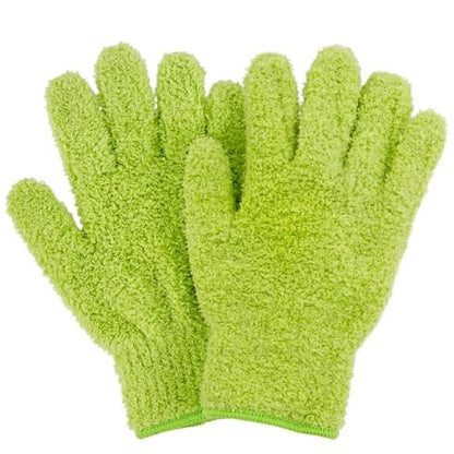 Microfiber Cleaning Gloves, Sturdy Knitted Dusting Gloves for Housekeeping, Soft Plant Leaf Cleaning Gloves for Indoor Plants & Home, Ideal for All Occasions (1Pair, Grass Green)