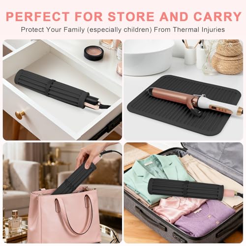 AMIJEAL Oversize Silicone Heat Resistant Mat for Hair Tools(14.2" x 11") - color: Black