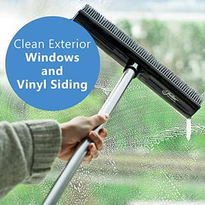 Fuller Brush Rubber Broom – for Carpets Floors Stairs Upholstery – Electrostatic Action Removes Pet Hair Lint Fuzz Dirt Particles – Built-in Squeegee Tackles Wet Messes (Broom Head)
