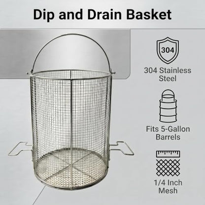 Stainless Steel Part Cleaning Strainer Basket, Fits 5-Gallon Bucket