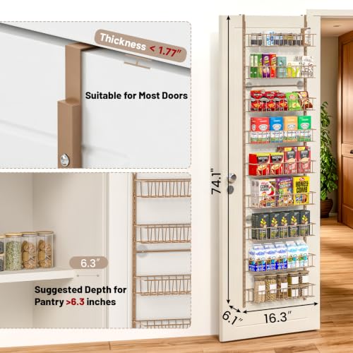 ElegantArray 9-Tier Pantry Door Organizer, Brown - color: Brown, size: 9-Tier