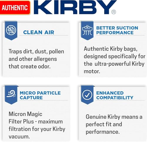 Kirby Allergen Reduction HEPA Filter Bags 6-Pack | Part #204811 | OEM Replacement for F-Style & Twist-Style Kirby Vacuums