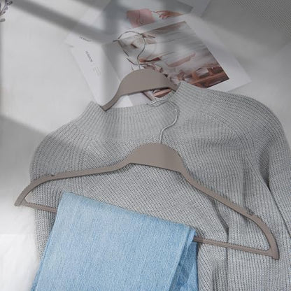 Grey Plastic Thin Hangers, 28 Pack Upgraded Rubberized Non Slip, Durable Slim Clothing Hangers, 17.7 Inches Wide for Adults - color: Gray, size: 28 Pack