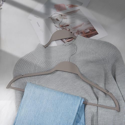 Plastic Clothes Hangers, Upgraded Rubber Non Slip Plastic Hangers, Non Velvet Durable Slim Clothing Hangers, 17.7 Inches Wide for Adults Clothes, 20 Pack - color: Gray, size: 20 Pack