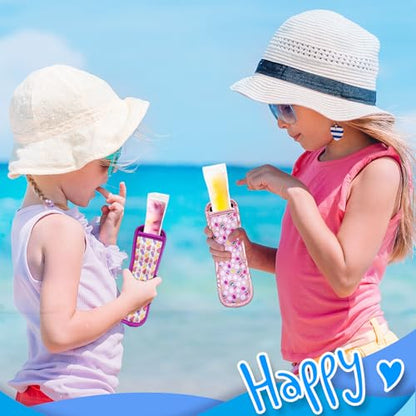 6-Piece Ice Pop Neoprene Insulator Sleeves, Kids' Multicolor Ice Sleeves Holder Bags, Reusable Popsicle Covers - color: Magic World