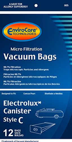 EnviroCare Vacuum Bags for Electrolux Canister - Style C - Generic (Bag of 12)