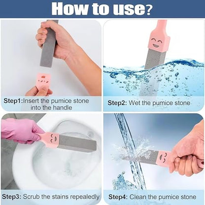 Pumice Stone Toilet Cleaner, Handled Bowl Scrubber, Bathroom Cleaning Tool for Hard Water Rings Calcium Buildup Sink Tub Pool Tile (Pink‘) - color: Pink‘