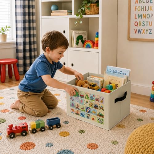 Alphabet Foldable Storage Bins with Handles, Learning ABC Decorative Storage Basket for Organizing Clothes Tools Books, Educational Trendy Nursery Decor Gift for Girl Boy Bedroom Playroom - color: Alphabet