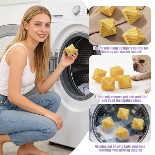 4 Pcs Reusable Laundry Anti Static Balls，Cube Agitator Balls (Yellow) - color: Yellow