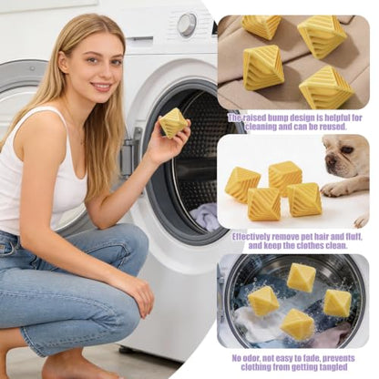 4 Pcs Reusable Laundry Anti Static Balls，Cube Agitator Balls (Yellow) - color: Yellow