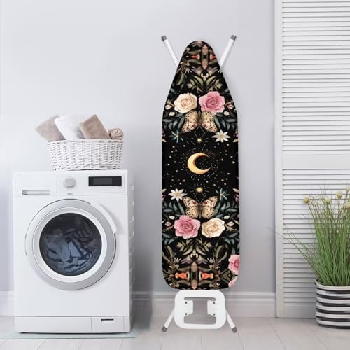 Butterfly Rose Ironing Board Cover Dust Covers Standard Ironing Board Full Size with Elastic Edge and Hook and Loop Fasteners Stain Resistant Cover for Ironing Board - color: Butterfly Rose