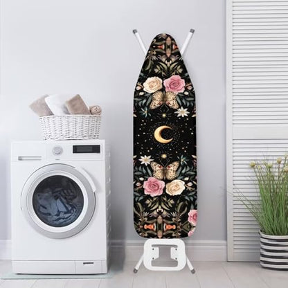 Butterfly Rose Ironing Board Cover Dust Covers Standard Ironing Board Full Size with Elastic Edge and Hook and Loop Fasteners Stain Resistant Cover for Ironing Board - color: Butterfly Rose