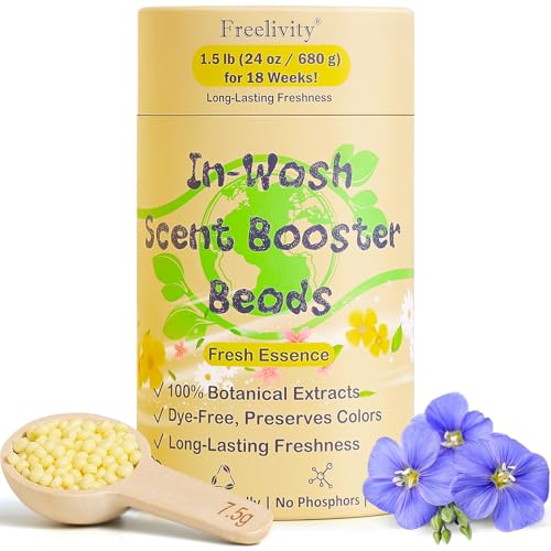 Freelivity In‑Wash Scent Booster Beads – Fresh Essence Scent, Laundry Beads fabric softener, 24 oz – Lasts Up to 70 Washing Cycles – Eco‑Friendly & Safe for Babies and Kids - size: 24 Ounce (Pack of 1)