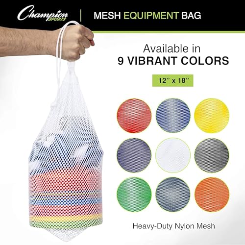 Champion Sports Mesh Equipment Bag – Heavy-Duty Nylon Drawstring Bag with Lock & ID Tag, Breathable Storage Sack for Balls, Swim Gear, Laundry & Toys, Multiple Sizes & Colors - color: Columbia Blue, size: 24" x 36"