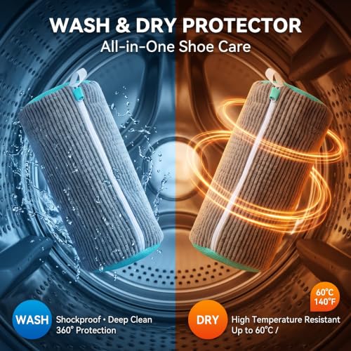 Shoes Washing Bag(2Pcs) Durable Sneaker Laundry Bag for Washer Dryer (Grey) - color: Grey