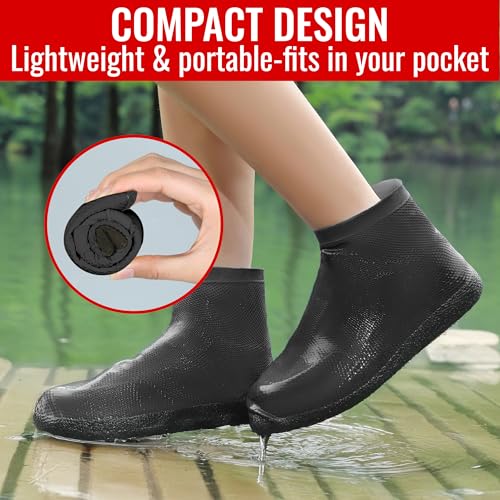 Rain Shoe Covers Waterproof Reusable Galoshes Overshoes - color: Black, size: Large