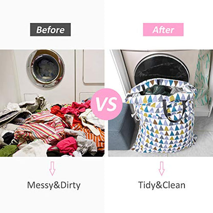SWISSELITE Laundry Bag with Handle and Drawstring, Large Heavy Duty Laundry Bag, 28 x 40 Inches Travel Dirty Clothes Bag for Laundromat and Household - color: Triangle Multicolor