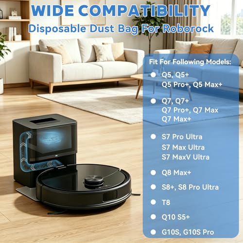 6 Pack Vacuum Bags for Roborock Q7 M5+, Q10 S5+, Q10 X5+, Q5 Max+, S8+