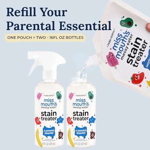 Miss Mouth's Messy Eater Stain Treater - 32oz Refill - Newborn & Baby Essentials - No Dry Cleaning Food, Grease, Coffee Off Laundry, Underwear, Fabric - style: Single (32oz)